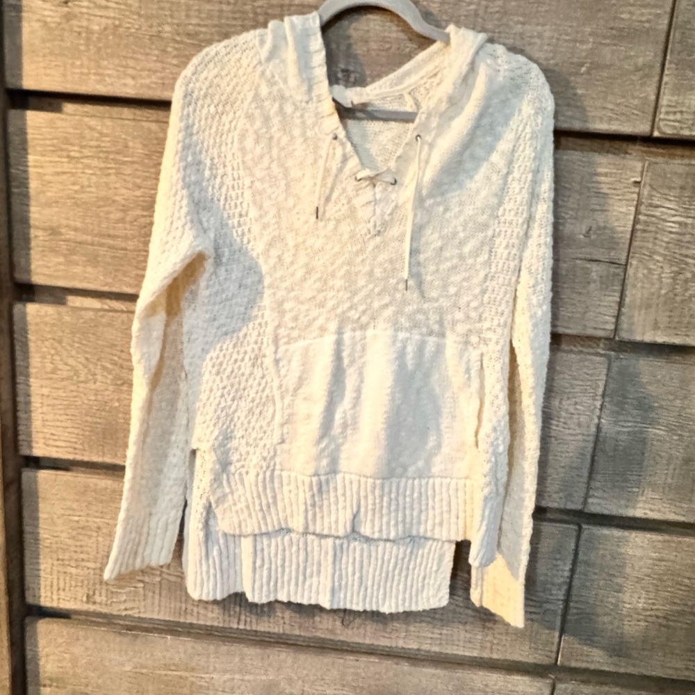 Roxy Cream Knit Sweater with Hood - S